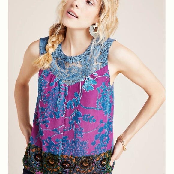 Anthropologie by Tiny Mika Lacy Velvet Top size medium - Picture 4 of 14